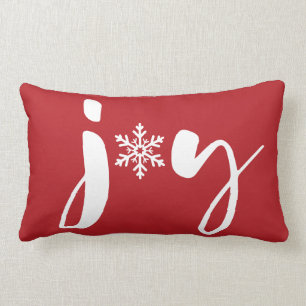 Red White Christmas Joy Snowflake Winterurlaub Lendenkissen