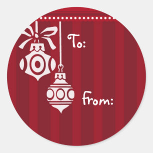 Red White Christmas Ornament Geschenktasten Runder Aufkleber
