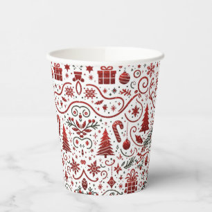 Red White Christmas Paper Cups Pappbecher
