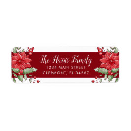 Red White Christmas Poinsettia Holly Berry