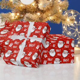 Red & White Christmas Santa Claus Pattern Geschenkpapier