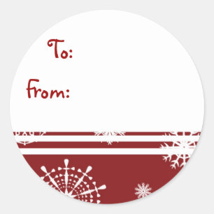 Red White Christmas Snowflake Gift Tags Runder Aufkleber
