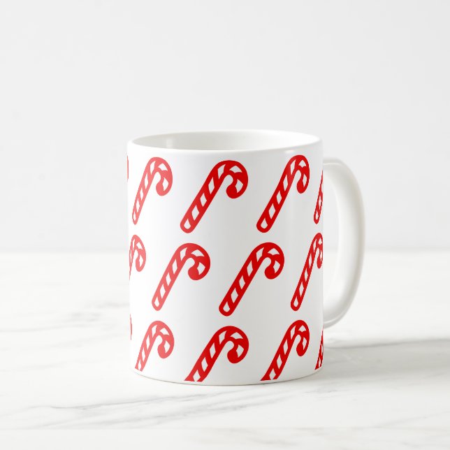 Red White Christmas Sticks Minimal Kaffeetasse (VorderseiteRechts)
