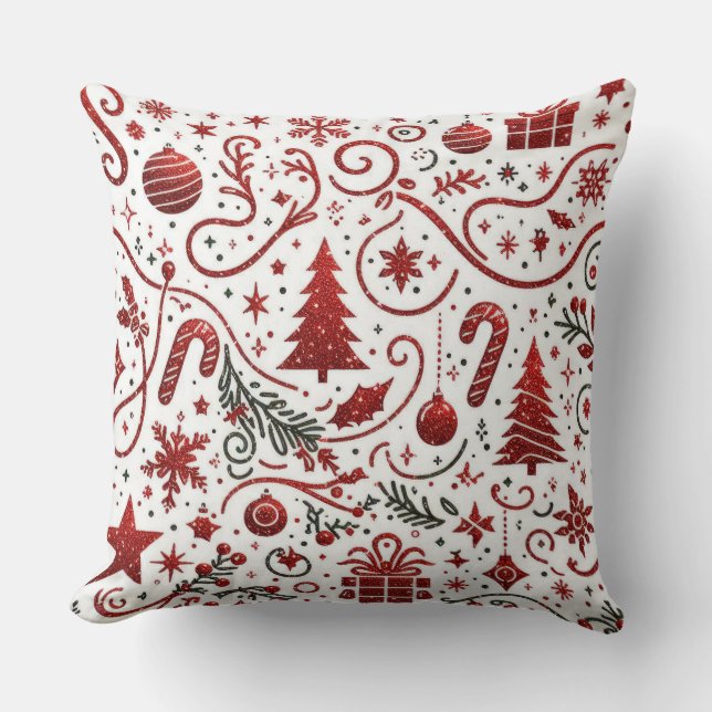 Red White Christmas Throw Kissen (Vorderseite)