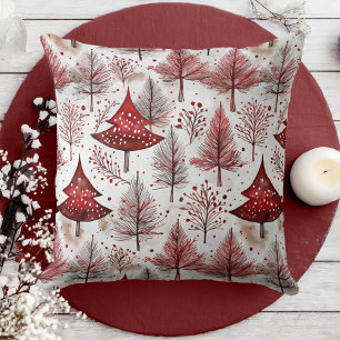 Red White Christmas Tree Pattern#4 ID1009 Kissen