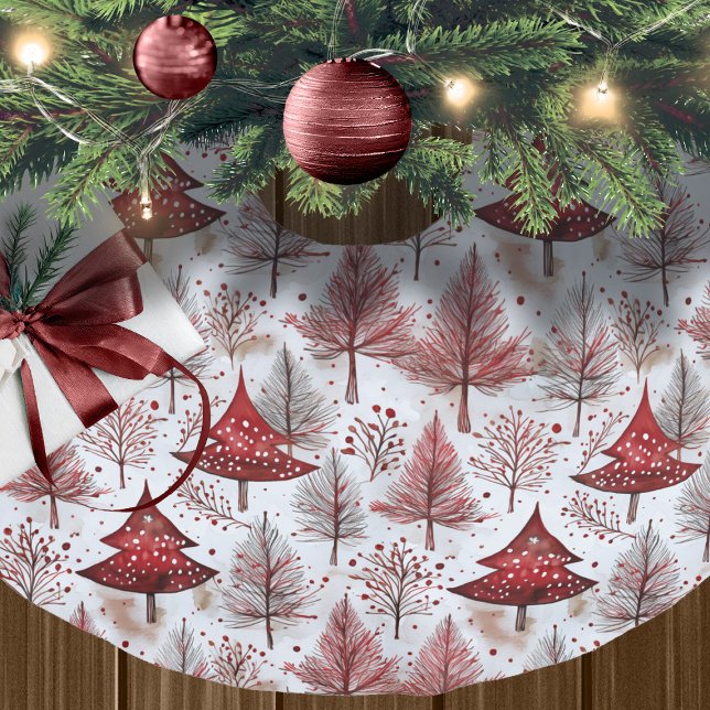 Red White Christmas Tree Pattern#4 ID1009 Polyester Weihnachtsbaumdecke (Von Creator hochgeladen)
