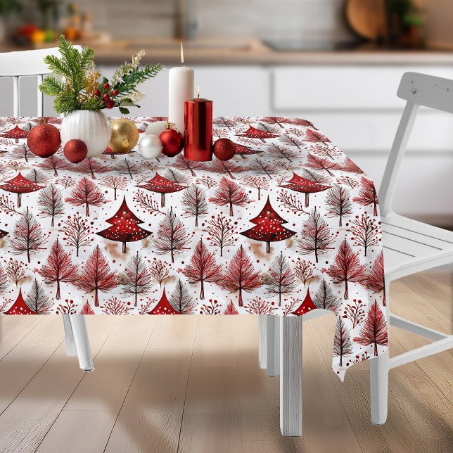 Red White Christmas Tree Pattern#4 ID1009 Tischdecke (Von Creator hochgeladen)