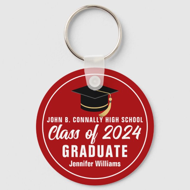 Red White Class of 2023 Personalisiert Graduate Gi Schlüsselanhänger (Vorderseite)