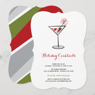 Red White Cocktail Martini Moderne Feier Einladung