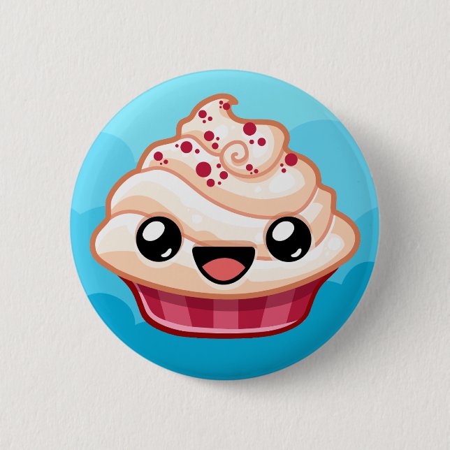 Red/White Cupcake - Happy Jump Button (Vorderseite)
