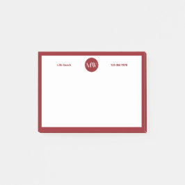 Red & White Custom Initials & Phone Post-it Klebezettel