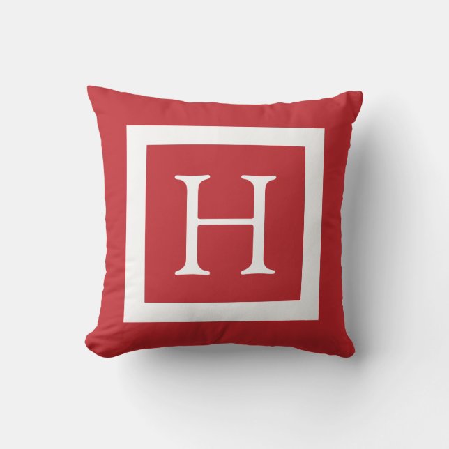 Red White Custom Monogram Kissen (Vorderseite)