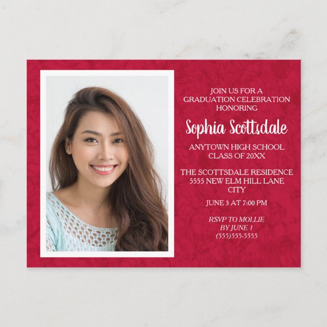Red White Custom Photo Party Invitation (Devant)