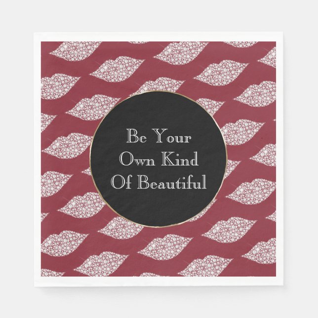 Red White Diamond Lippen Serviette (Vorderseite)