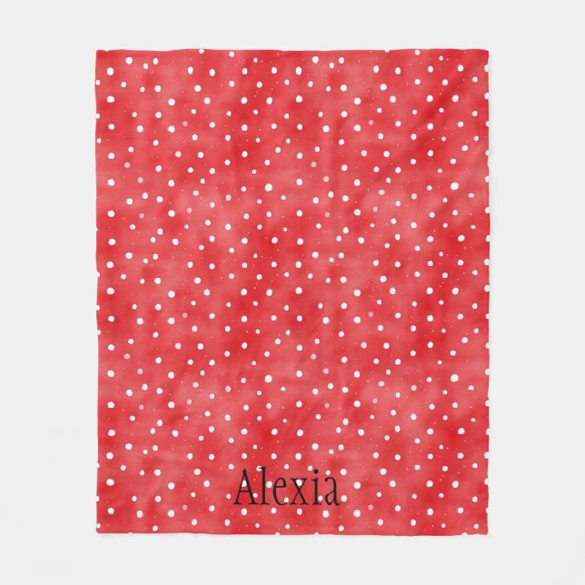 Red White Dots Fleecedecke (Vorderseite)