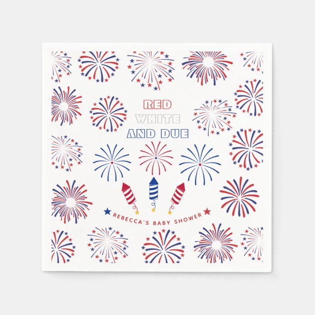 Red White Due 4. Juli Feuerwehr Baby Dusche Serviette (Vorderseite)