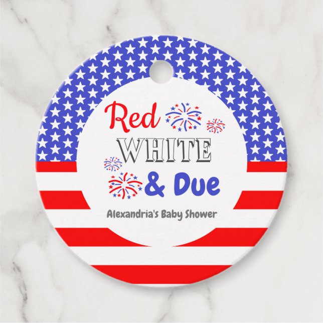 Red White & Due Baby Dusche Geschenkanhänger (Vorderseite)
