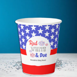 Red White & Due Baby Dusche Pappbecher