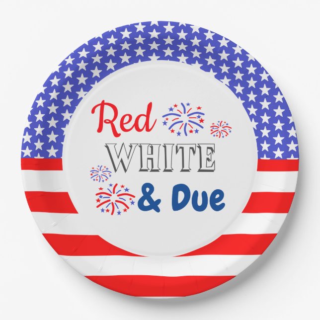 Red White & Due Baby Dusche Pappteller (Vorderseite)