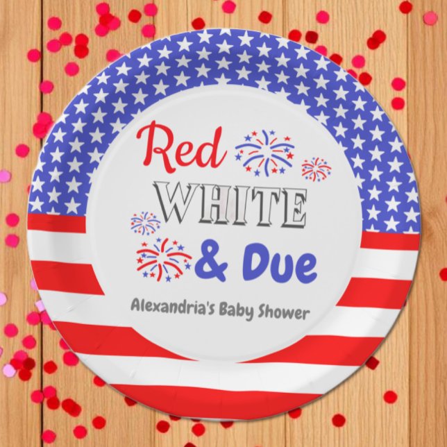Red White & Due Baby Dusche Pappteller (Von Creator hochgeladen)