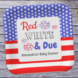 Red White & Due Baby Dusche Pappteller