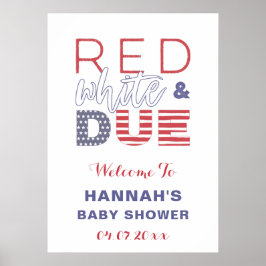 Red White & DUE Baby Dusche Party Begrüßungspaket Poster