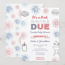 Red White Due Family Baby Dusche Party am 4. Juli  Einladung