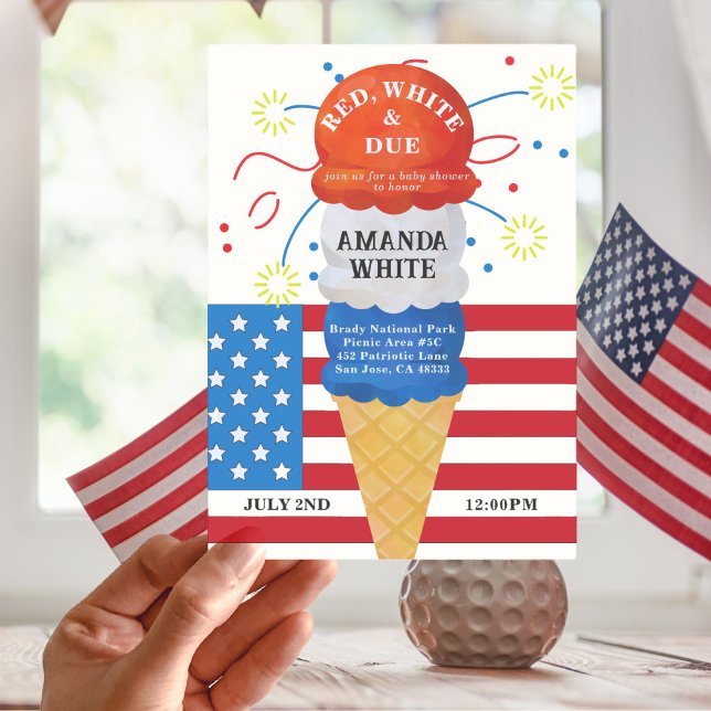 Red White Due Patriotic 4. Baby Dusche Einladung (Von Creator hochgeladen)