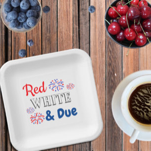 Red White & Due Schwangerschaft Pappteller
