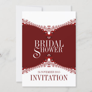 Red White Elegant Lace Bridal Dusche Einladungen
