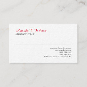 Red White Elegant Schlicht Beruflich Minimalistisc Visitenkarte