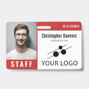 Red White Employee ID Foto & Large Logo Ausweis