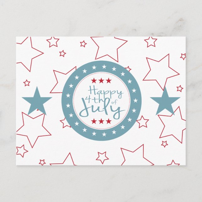 Red White et Blue Stars 4 juillet Cartes postales (Devant)