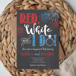 Red White et I Do Engagement Party Invitation