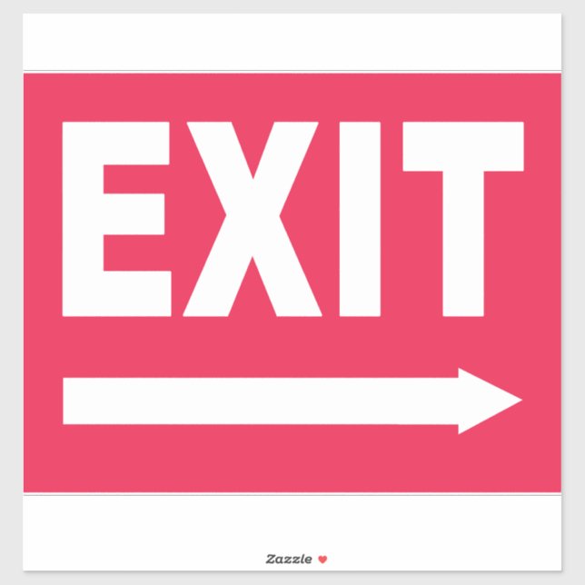 Red & White Exit Sign Aufkleber (Blatt)
