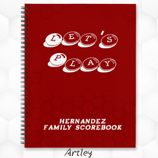Red White Family Name Board Game Scorebook Notizbuch