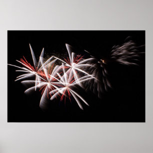 Red White Fireworks Display Foto Poster