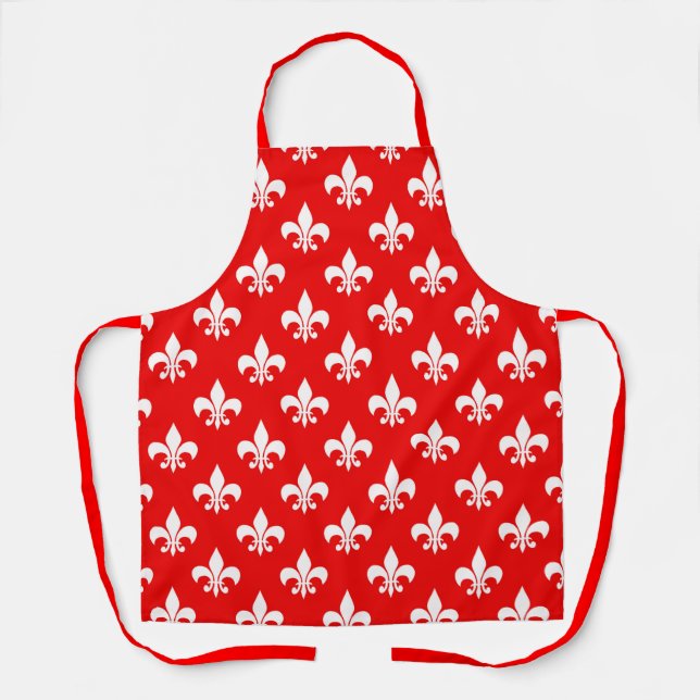 Red White Fleur-de-lis Schürze (Vorderseite)