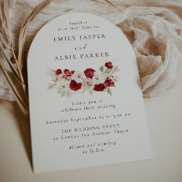 Red & White Floral Elegance Wedding Invitation Einladung