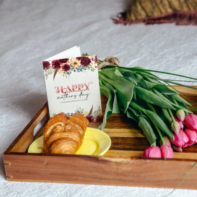 Red White Floral Happy Mütter Day Grußkarte (Von Creator hochgeladen)