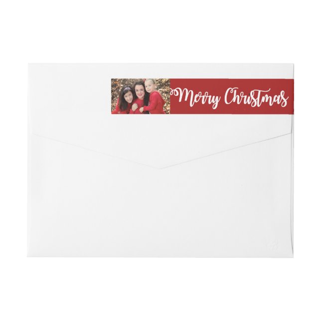 Red White FroChristmas Foto Wrap rund um Labels (Rückseite)
