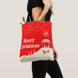Red White FroChristmas Nativity Scene Tasche