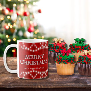 Red White frohe Weihnachten Lichter glücklich Neue Kaffeetasse