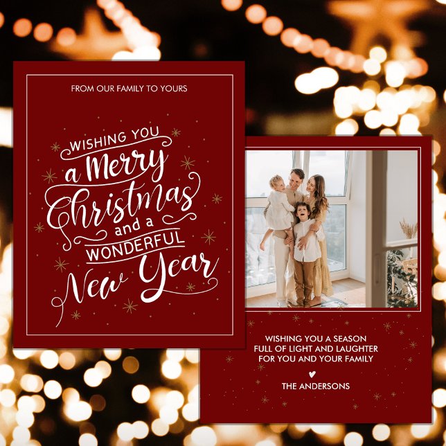 Red White frohe Weihnachten Weihnachten Neujahr We (Red White Merry Christmas New Year Holiday Card)