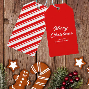 Red White Frohe Weihnachts-Individuelle Name Geschenkanhänger