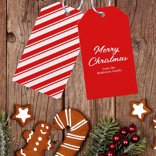 Red White Frohe Weihnachts-Individuelle Name Geschenkanhänger (Von Creator hochgeladen)