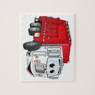 Red White Garbour Truck Cartoon