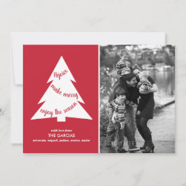 Red White Geometric Christmas Tree Custom Foto Feiertagskarte