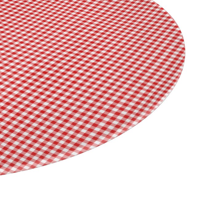 Red-White Gingham-12in ROUND CUTTING BOARD Schneidebrett (Ecke)