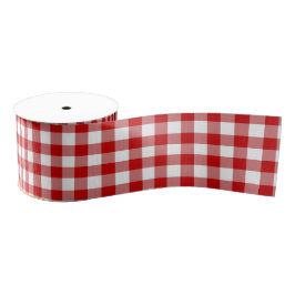 Red & White Gingham 3 Zoll Ripsband